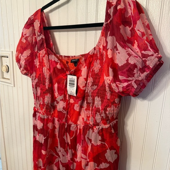 NWT Torrid Clip Dot Lace up Smocked 1X Dress - Picture 2 of 10